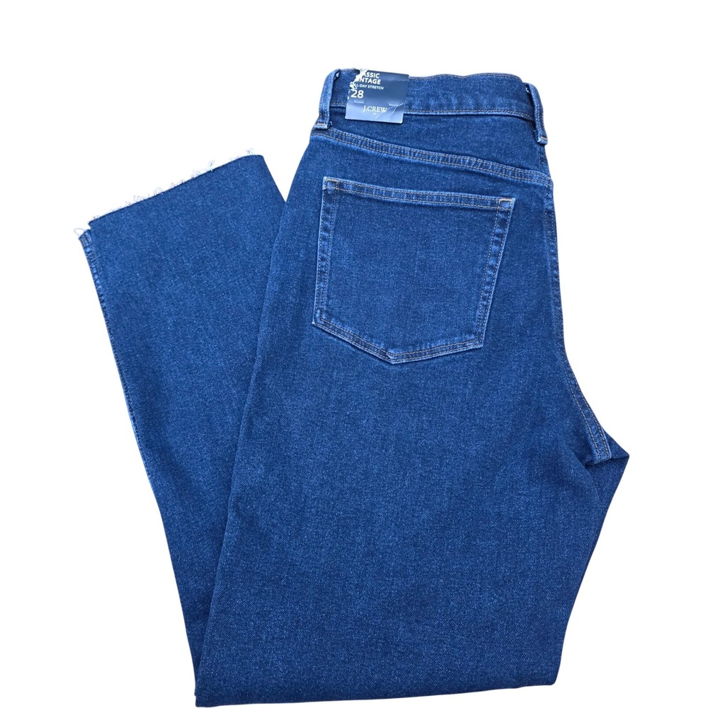 J.Crew Classic Vintage All Day‎ Stretch Dark Wash Raw Hem Jeans Size 28 New